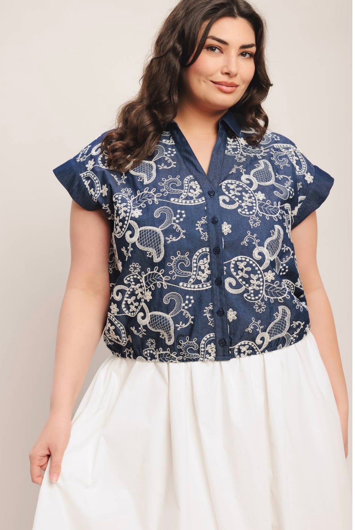 PLUS SIZE DARK INDIGO TOP