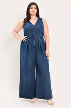 PLUS SIZE DENIM JUMPSUIT