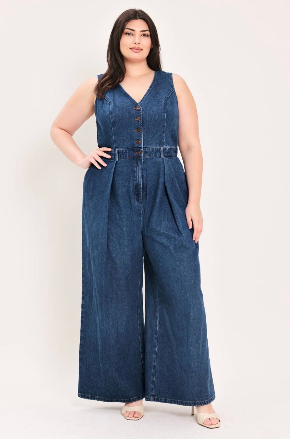 PLUS SIZE DENIM JUMPSUIT