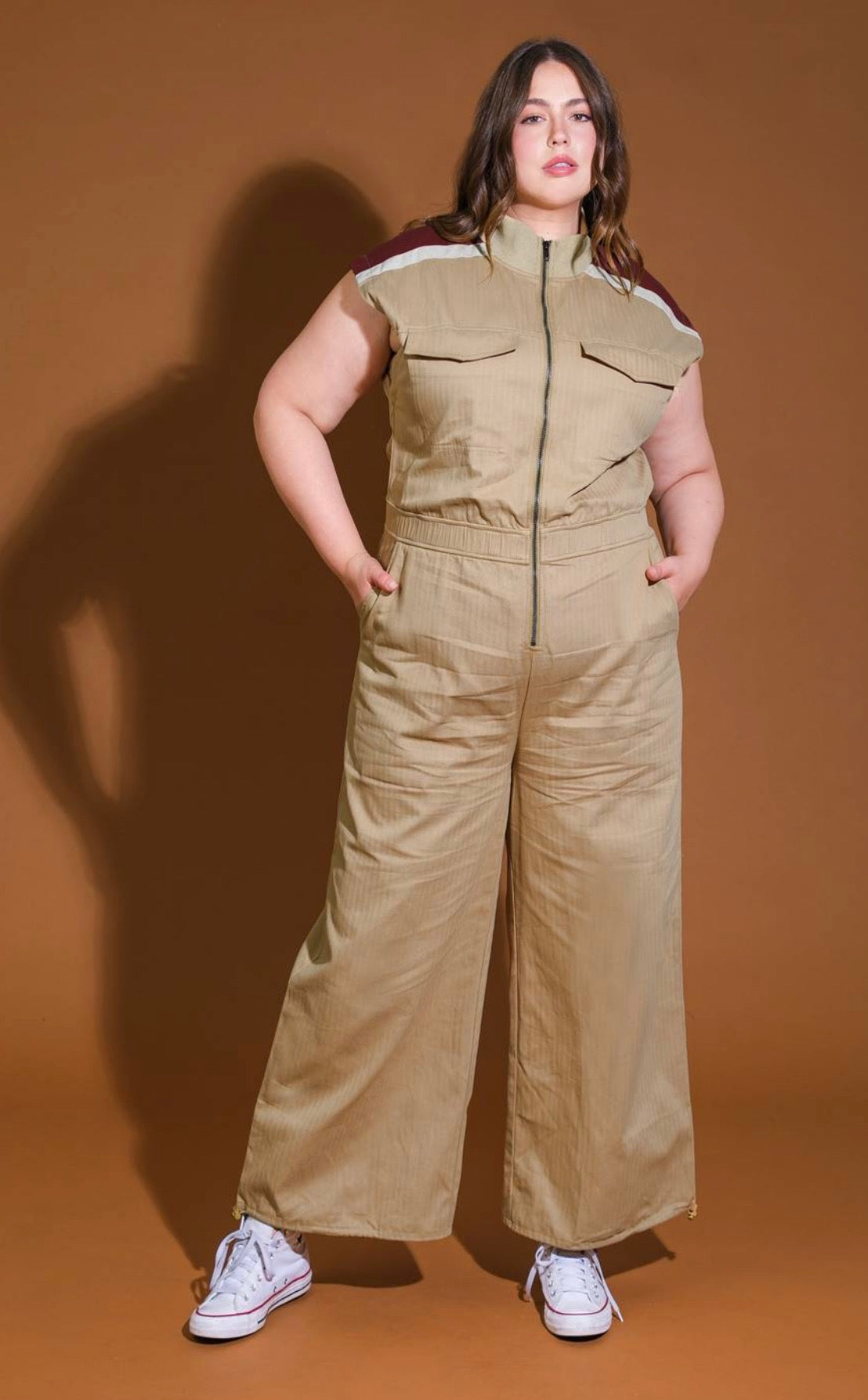 PLUS SIZE BEIGE JUMPSUIT