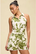 OLIVE BELTED ROMPER