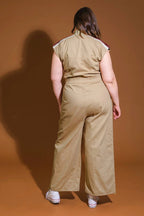PLUS SIZE BEIGE JUMPSUIT