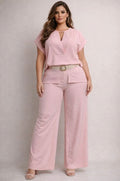 PLUS SIZE TOP & WIDE LEG PANTS SET