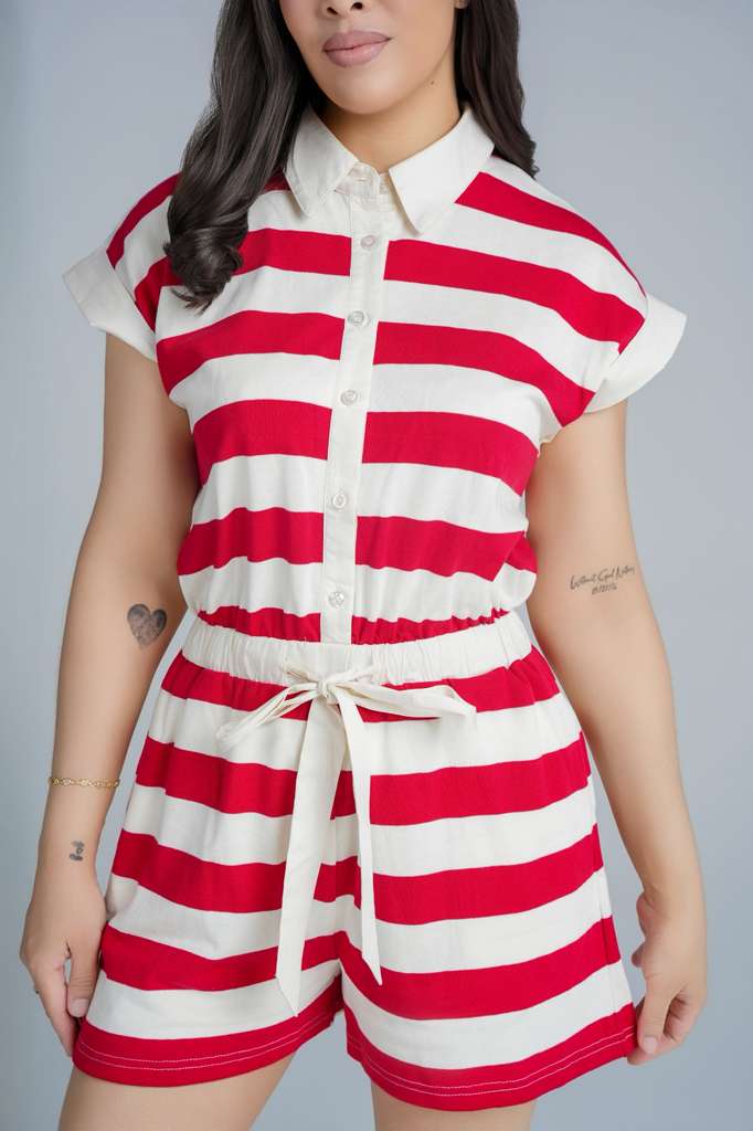 CLASSY Jumpsuit red and white